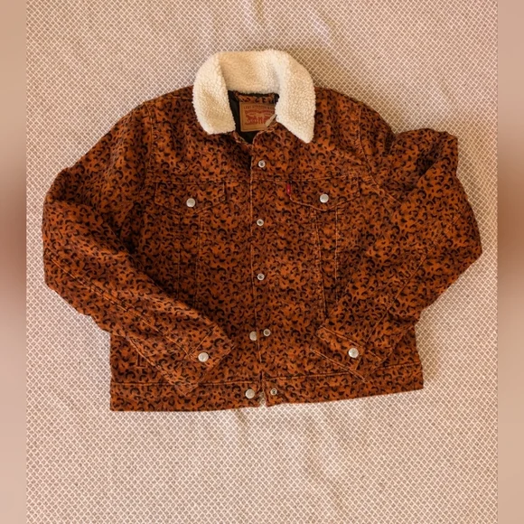 Levi's Women's Corduroy Brown Leopard Print Jacket - Picture 10 of 12